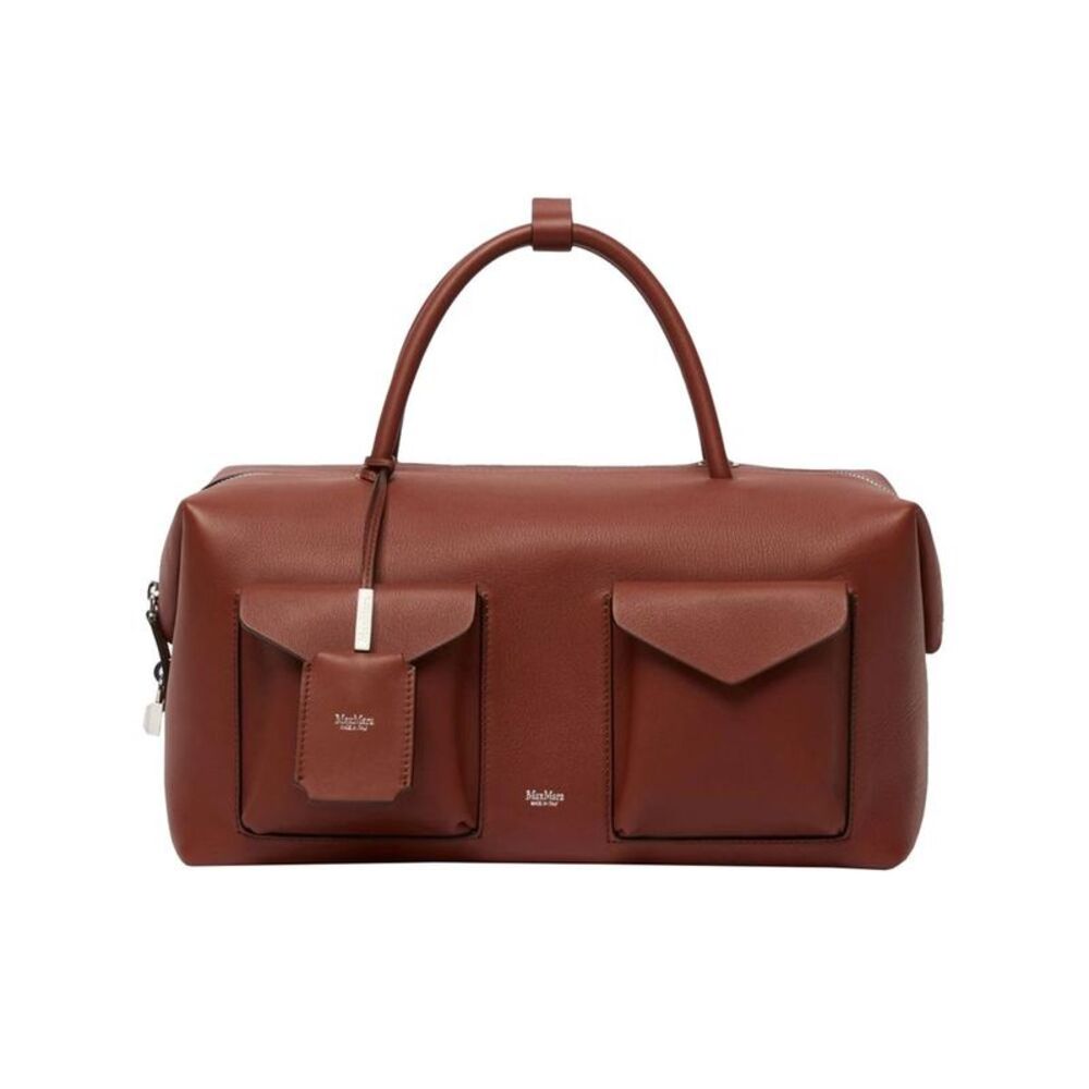 MAX MARA Leather Duffle Bag with Front Pockets Women BROWN Handbags